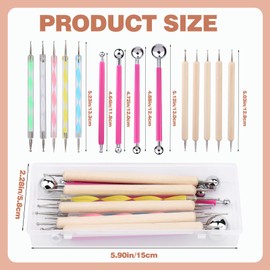 Lokunn 14 PCS Dotting Tools Ball Styluses with Box, Dotting Tools Set Rock Painting, Pottery Clay Modeling Embossing Nail Art