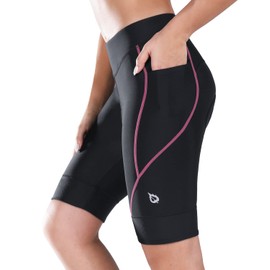 baleaf Women's Cycling Shorts 4D Padded Cycling Spinning Road Bicycle Pockets Wide Waistband UPF50+, pink, S