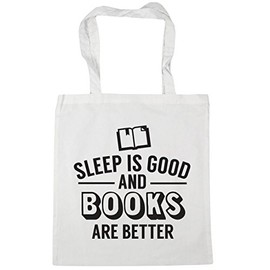 Hippowarehouse Sleep is good and books are better Tote Shopping Gym Beach Bag 42cm x38cm, 10 litres