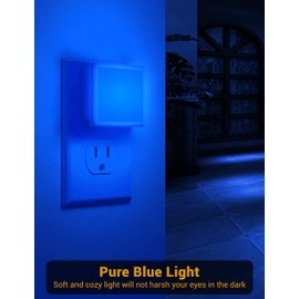 JandCase Blue Night Light, Blue Nightlight[2 Pack],0.3 Watt LED Night Light with Dusk-to-Dawn Light Sensor,Plug in Nitelight for Gaming Room,Bedroom,Corridor,Hallway,Non-dimmable