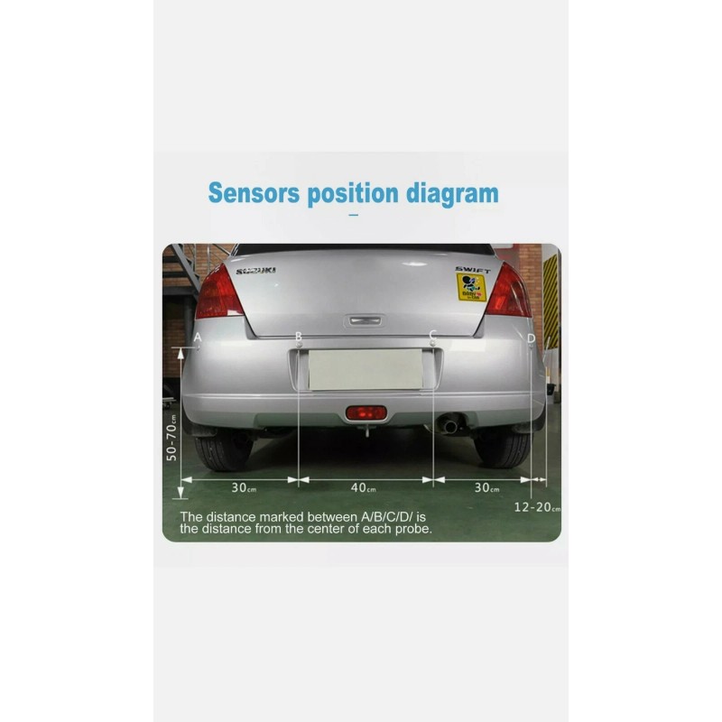 Ekylin 4 Parking Sensors LED Car Auto Backup Reverse Rear