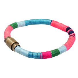 Luvi Women's Leather Bracelet Summer Time I Colourful Jewellery Bracelet Made of Leather – Colourful Wrapped – Easy to Match – Handmade (Combination 1), Leather