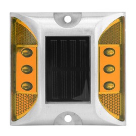 Cocoarm LED Solar Power Ground Marker Light 2-Sided Reflective Road Pavement Marker Waterproof Outdoor Driveway Road Stud Lamp for Step Pathway Walkway (Yellow)
