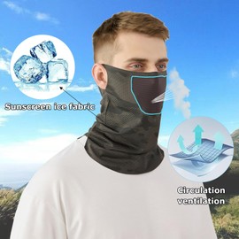 Vanolu Ice Silk Neck Gaiter Face Mask for Men Women, UPF 50+ Summer Cooling Balaclava UV Protection Bandana Scarf for Cycling, Motorcycle, Hiking, Golf (Dark Grey)