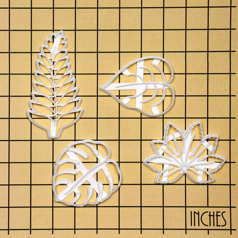 Set of 4 Leaves cookie cutters (Designs: Devils Ivy, Fern,