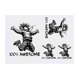 4 x 'Awesome Kid' Temporary Tattoos - Water Resistant, Skin-Safe, Non-Toxic Transfers, Mixed Sizes (TO00075416)