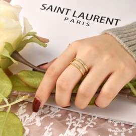 Wuziwen Vintage Princess Ring Enhancer for Women AAAAA CZ Wedding Band Set 925 Sterling Silver (Gold, 6)