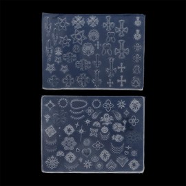 yueton 2 Pack Nail Art Silicone Molds Cross Faux Pearl Necklace Nail Decoration Mold Embossed Nail Stencils Handmade Carving Nail Sticker Mold