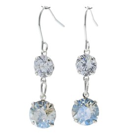 pewterhooter Women’s Sterling silver drop earrings made with sparkling crystals. Gift box. (Diamond White, Moonlight)