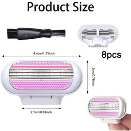 Bkemkri 8 PCS Replacement Razor Blades, Razor Replacement Blades, 3 Layer Blade & Pivoting Head Design, Razor Blades Refills for Venus Razors Effortless Glide, Easy to Replace, Washable (Pink)
