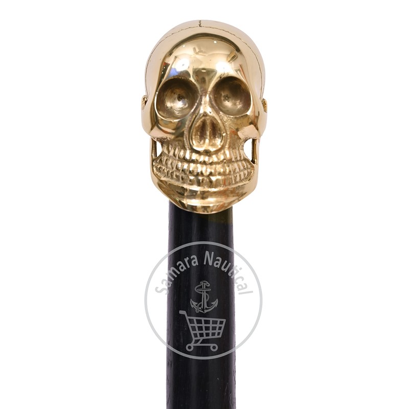 Safa Black Wooden Skull Stick Vintage Gift for Men