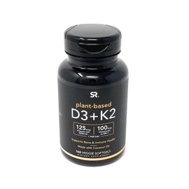 Sports Research Vitamin D3 K2 with 5000iu of Plant-Based D3 & 100mcg of Vitamin