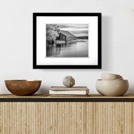 Gallery Solutions - 16"x20" Flat Black Wall Picture Frame - Rectangular Wall Mount - For 11"x14" Pictures - Solid Wood with Double White Mat - Versatile-Elegant for Home or Office Décor - Traditional Photo Frame