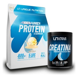 Proteina 100% Whey 2.2 Kg Adicionada Con Creatina Unique N Sabor Vainilla
