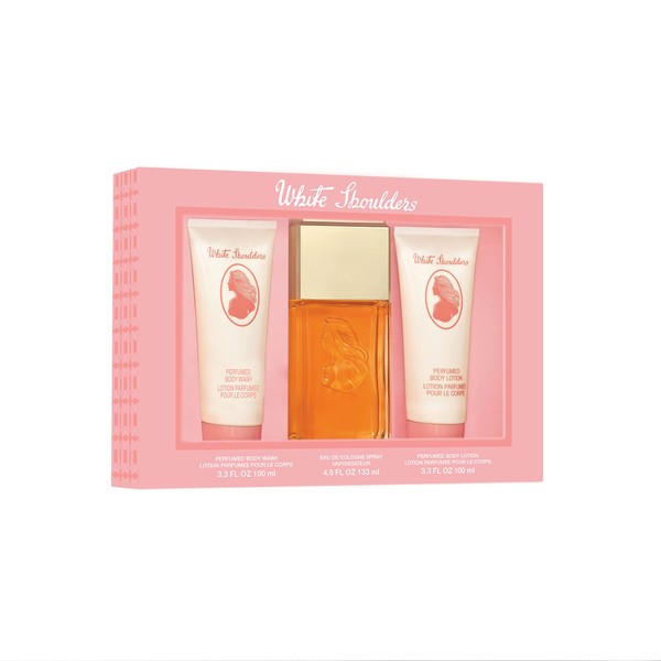 Evyan White Shoulders 3 Pc. Gift Set for Women | EDC 4.5 oz + Perfumed B/L 3.3 oz + Perfumed Body Wash 3.3 oz