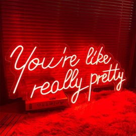 Neon Sign You are Like Really Pretty Neon Light Signs Indoor Bedroom Decor Wall Led Neon Sign Backdrop Flex Bar Christmas Party Wedding Living Room Red 25.5×11.8 IN