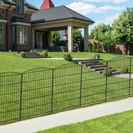 INJOPEXI INJOPEXI Decorative Garden Fence 6 Panels 13ft (L)36in (H) Animal Barrier Fences with 6 Panels Rustproof Metal Wire No Dig Rabbit Fencing Dog Fence for Outdoor Backyard Patio - Without Fence Gate