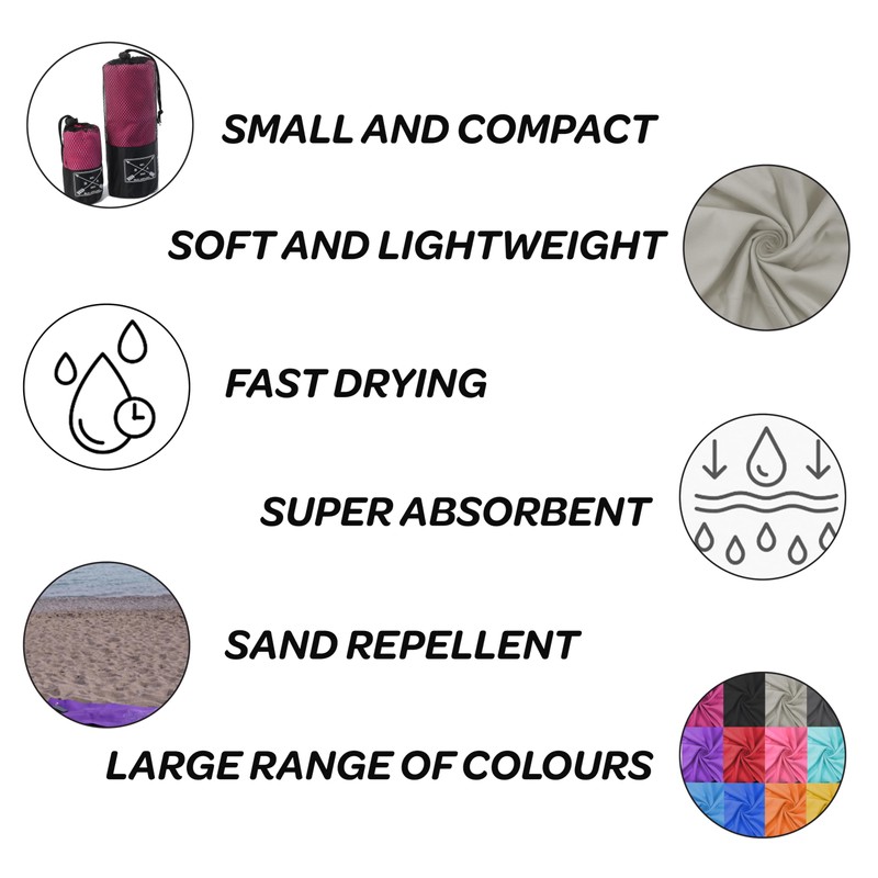 Blu Apparel Mircrofibre Towel (Charcoal, Beach Towel)