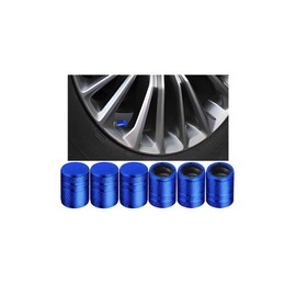 Osilly Car Tire Valve Stem Caps, 6PCS Aluminum Corrosion Resistant Wheel Air Pressure Stem Cover Set with Plastic Liner, Dustproof Auto Tyre Accessories, Universal for Truck, Motorcycle, SUV (Blue)