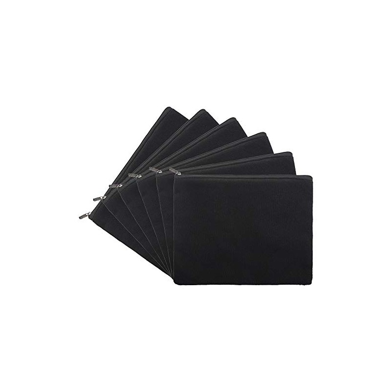 Aspire 6-Pack Black 12oz Cotton Canvas Zipper Bags Pen/Pencil Cases