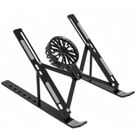 Adjustable Laptop Stand with Detachable Cooling Fan – Portable Foldable Notebook Riser with Heat Sink, USB Powered, Ergonomic & Anti-Slip Design for 10"–17" Laptops (Black)