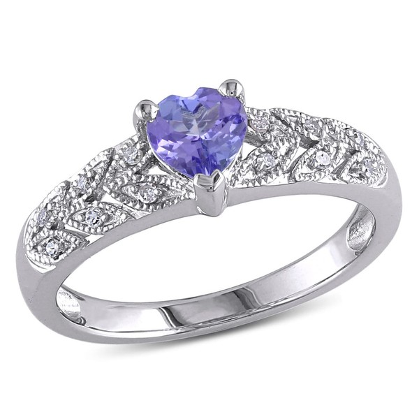 2/5 Carat (ctw) Tanzanite Heart Ring in Sterling Silver with