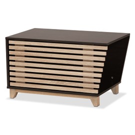 Baxton Studio Eckhart Modern and Contemporary Two-Tone Dark Brown and Oak Finished Wood Cat Litter Box Cover House