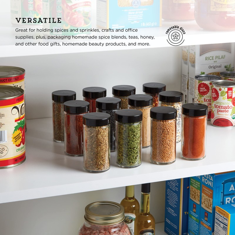 Kamenstein 5244227 Empty Jars With Black Cap, Set Of 12,