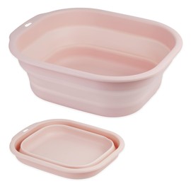 Daimix Collapsible Wash Basin Set of 2, Foldable Small Medium Size Wash Basin, Portable Plastic Basins for Laundry, Bottles, Travel, Camping (Pink)
