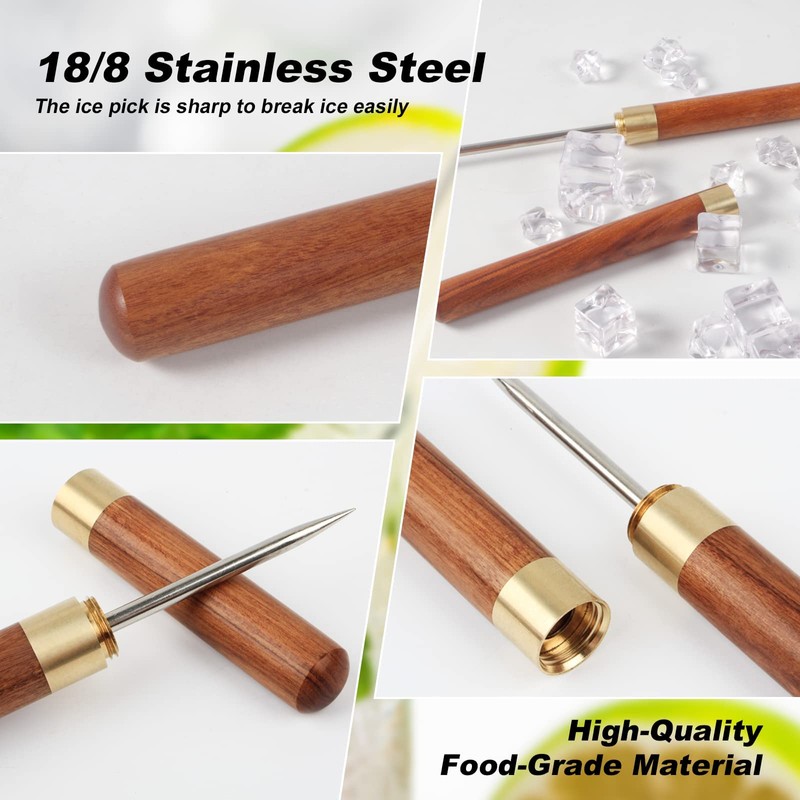 Ice Pick with Cover - 2 Pack Stainless Steel Ice