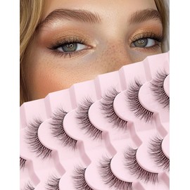 Frihappy Natural False Eyelashes Cat Eye Lashes Natural Eyelashes Wispy Lashes Fake Eyelashes Natural Look False Lashes Mink Lashes FRH-243