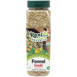 Rani Organic Fennel Seeds (Saunf Sabut) Whole Spice 16oz (1lb) 454g PET Jar ~ All Natural | Vegan | Gluten Friendly | NON-GMO | Kosher | Indian Origin | USDA Certified Organic