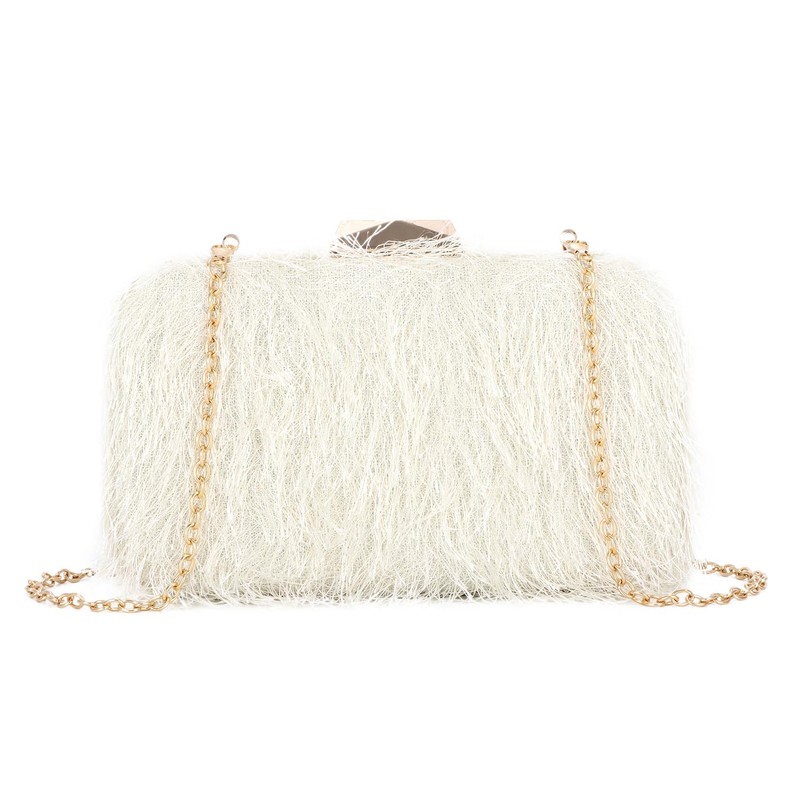 SUKUTU Feather Evening Bag for Women Shoulder Acrylic Box Bag
