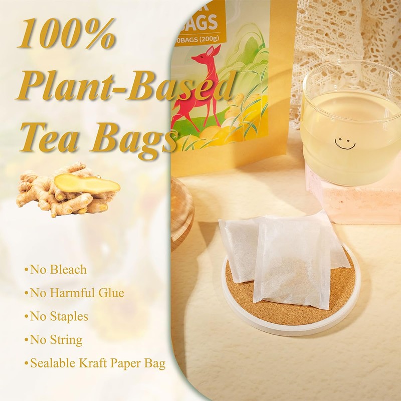 WT WEETEE Ginger Tea Bags, 100 Count Pure Ginger Root