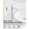 HEYMYTAP Tall Waterfall Bathroom Faucet Chrome, Single Handle Brass Vessel