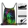Richugui Colourful Leaf Drawstring Backpack Weeds Drawstring Bags Sports Gym