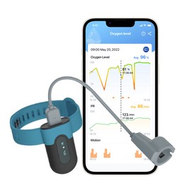 Pulse Oximeter, Wrist Wearable Oxygen Saturation Monitor, Overnight Sleep Oxygen Level Monitoring with Vibration Feedback, APP For Android & iOS, PC Report, Bluetooth Pulse Oximeter Rechargeable