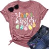 Happy Easter Cute Women's Cotton Sleeveless T-Shirts with Easter Bunny