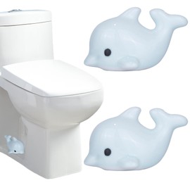 Dolphin-Shaped Ceramic Toilet Bolt Caps (2 Pack) - Decorative Toilet Bowl Bolt Cover Covers for Bathroom, Hide Unsightly Screws & Enhance Bathroom Aesthetics, Universal Fit Toilet Screw Covers (Blue)