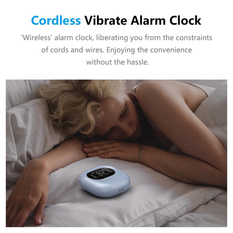 Vibrating Alarm Clock Rechargeable Battery Operated Cordless & Dual Alarms