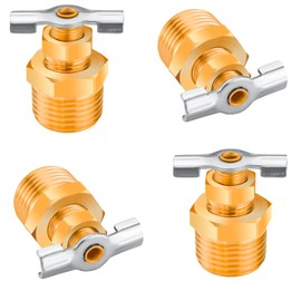 Evangenial 4-Pack 1/2'' RV Water Heater Replacement Drain Valve,Upgraded Durable Brass Drain Plug for Replace RV Camper Trailer faulty Plastic Plug without leaking (4-Pack Valve)