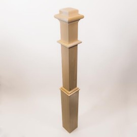 Wood Box Newel - Plain Style with Pedestal - 56" Tall - Elegant Sleeve Design - Staircase Post (Poplar)