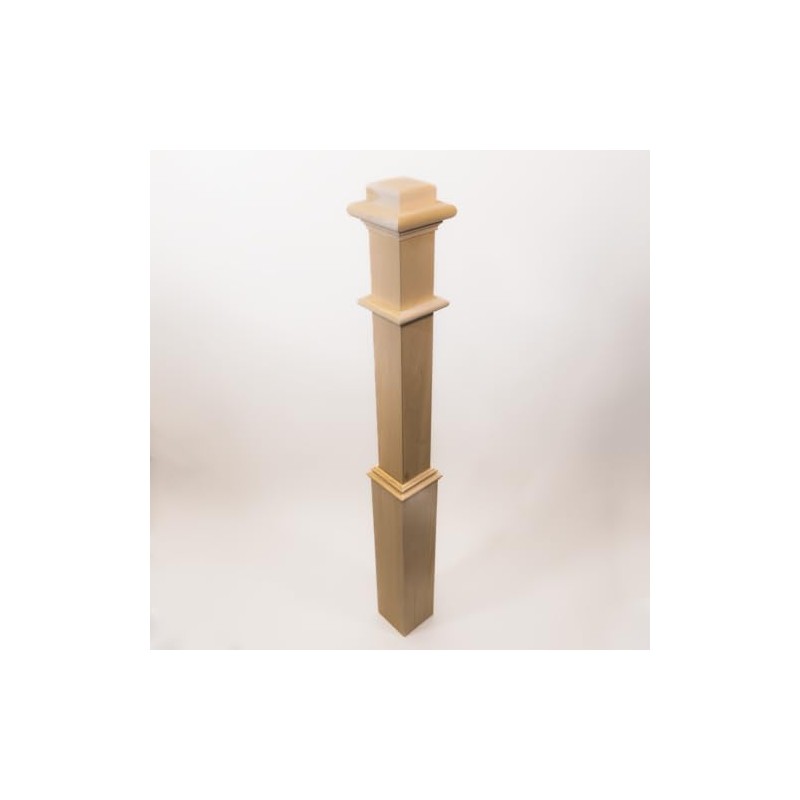 Wood Box Newel - Plain Style with Pedestal - 56"