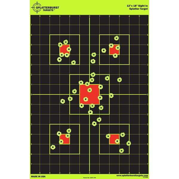 10 Pack - 12â€x18â€ Sight In Splatterburst Target - Instantly See Your Shots Burst Bright Florescent Yellow Upon Impact