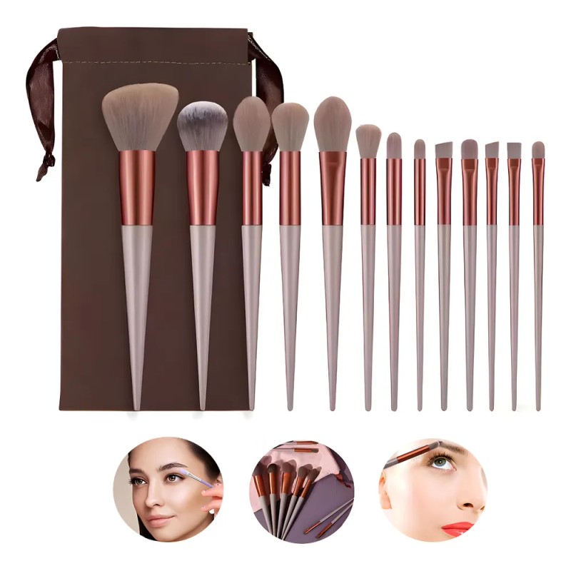Set 13 Brochas De Maquillaje Profesional Juego De Brochas Color