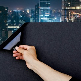 Mangobox Static Cling Total Blackout Window Film 100% UV Blocking Window Darkening Film Black Opaque Privacy Window Tint Removable Plastic Glass Covering (23.6X118.1 inches)