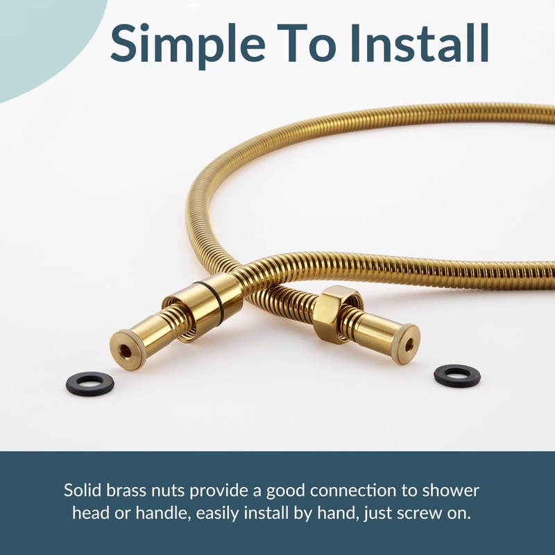 APLusee Titanium Gold Shower Hose, 59-Inch Extra Long Handheld Shower