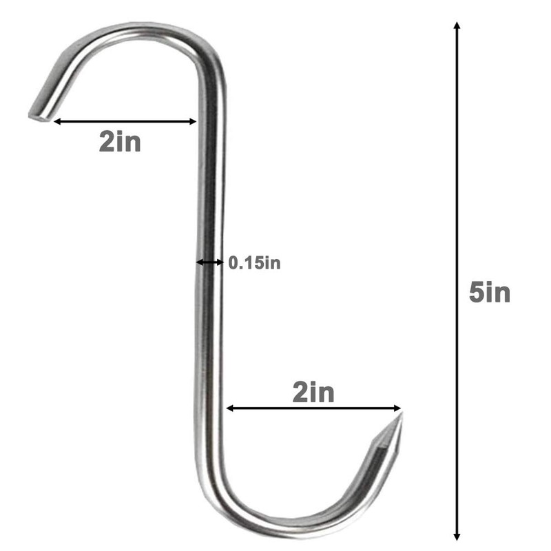 5 Inch S-Hook Meat Hooks Heavy Duty Stainless Steel Meat