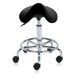 DR.LOMILOMI Pneumatic Swivel Rolling Stool 506 with Foot Ring for Hygienic Clinic Spa Massage Home and Office