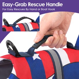 Bess Bridal Dog Life Jacket - Shark Life Vest for Swimming Boating - Reflective Lifejacket Swimsuit for Small Medium Large Dogs - High Buoyancy Lifesaver Preserver with Rescue Handle, USA Flag M